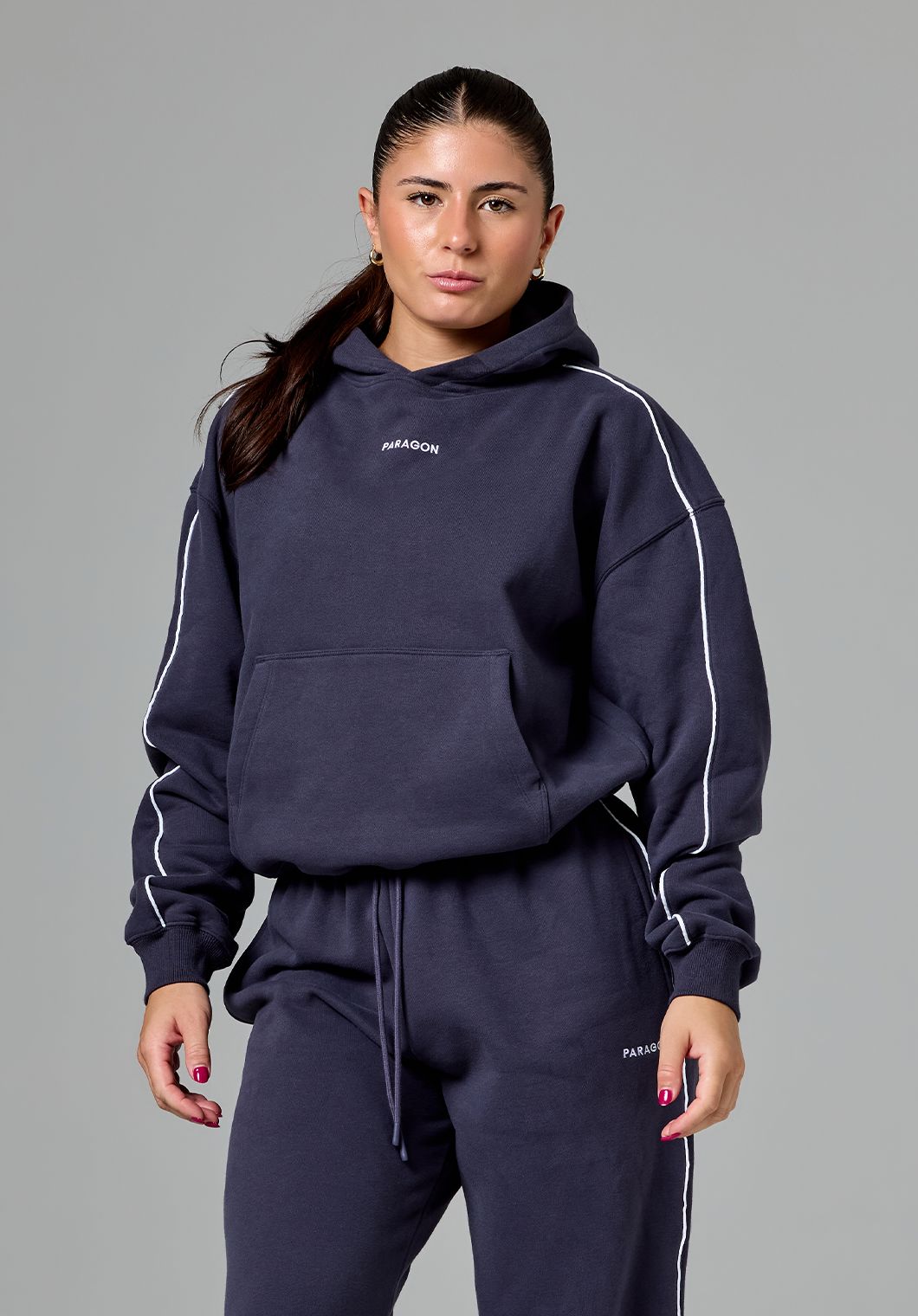 CloudEase™ Oversized Contrast Hoodie Charcoal Tops/Tanks Paragon Fitwear 