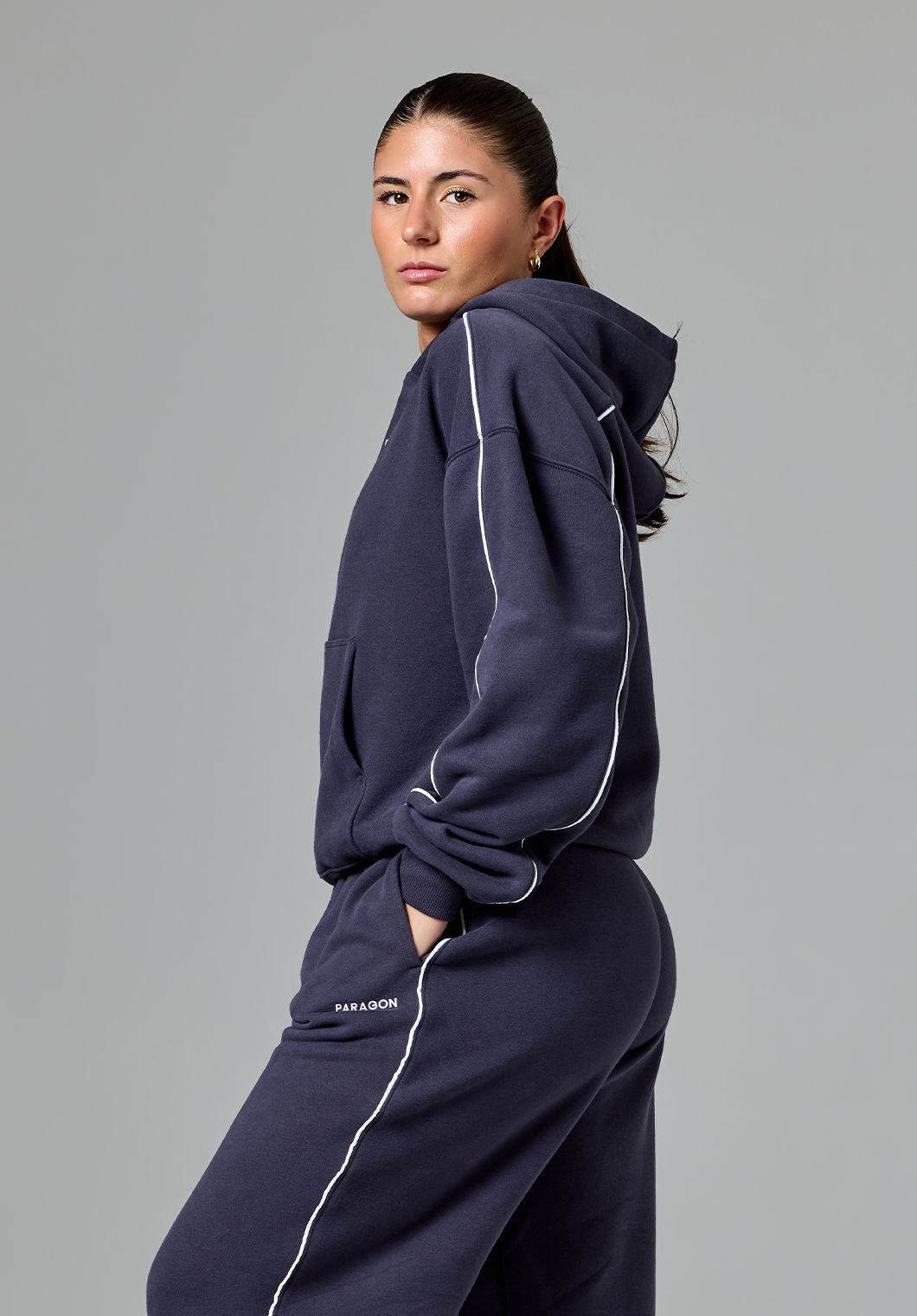 CloudEase™ Oversized Contrast Hoodie Charcoal Tops/Tanks Paragon Fitwear 