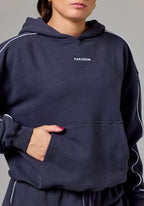 CloudEase™ Oversized Contrast Hoodie Charcoal Tops/Tanks Paragon Fitwear 