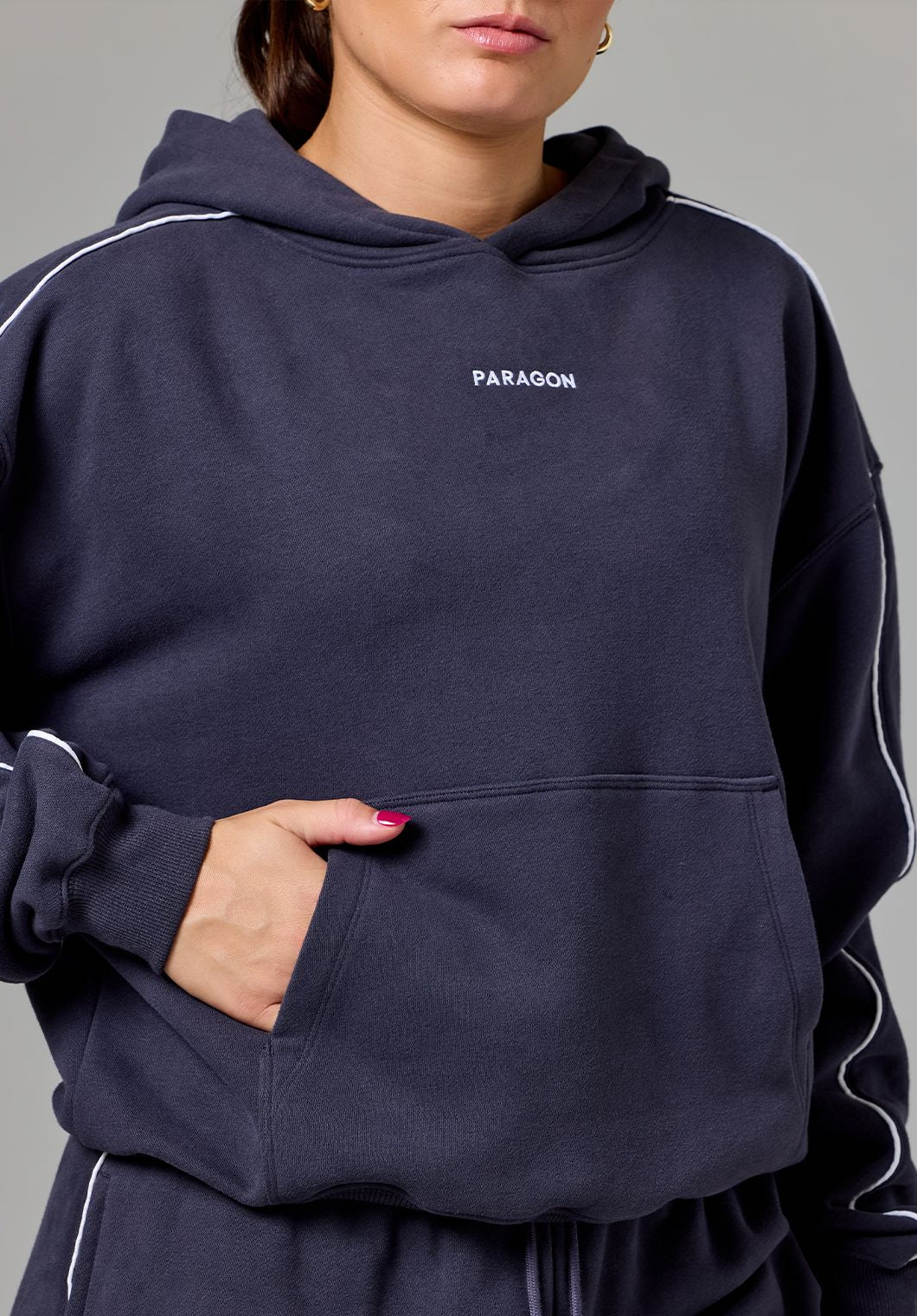 CloudEase™ Oversized Contrast Hoodie Charcoal Tops/Tanks Paragon Fitwear 