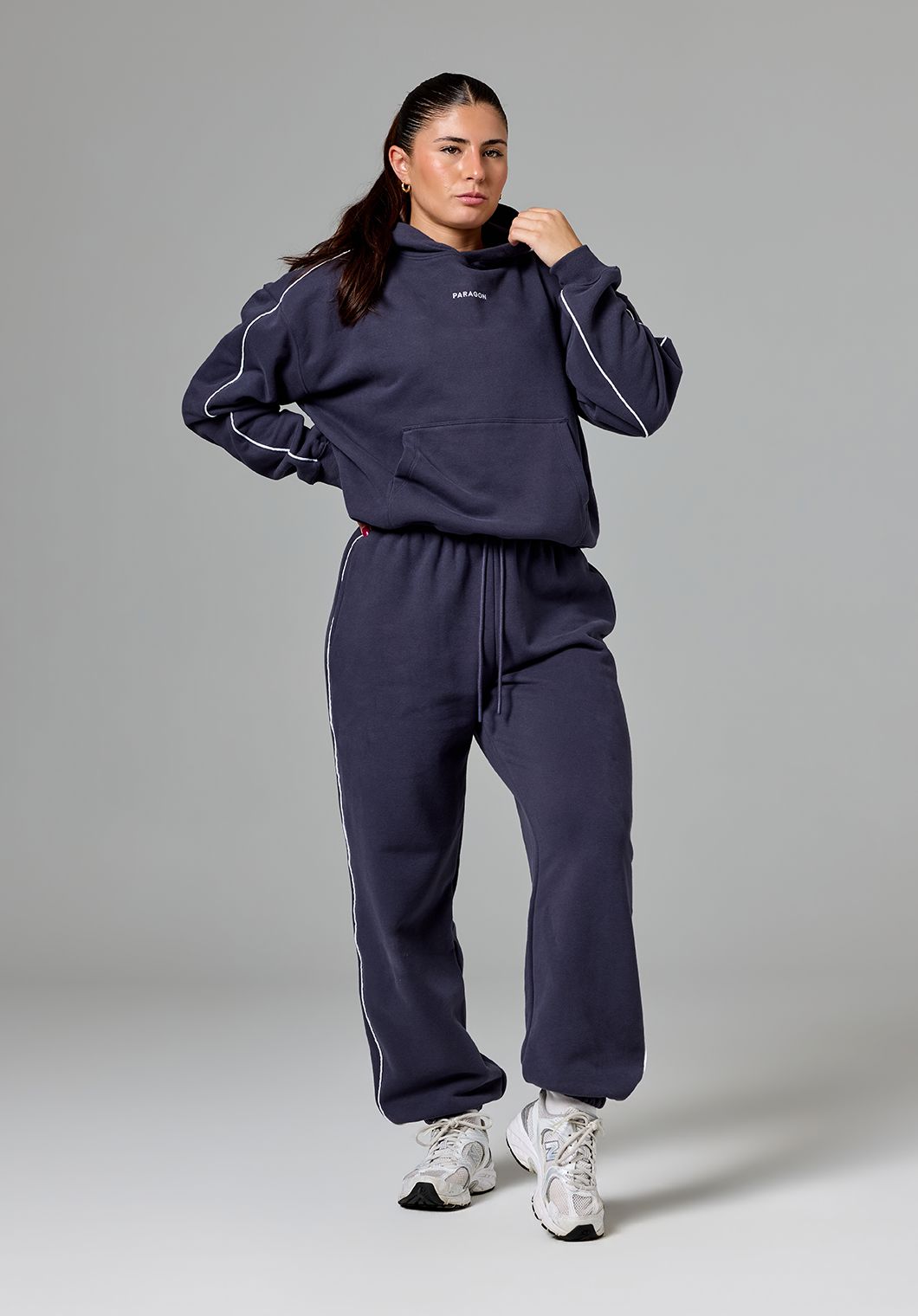 CloudEase™ Oversized Contrast Hoodie Charcoal Tops/Tanks Paragon Fitwear 