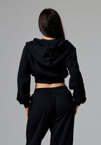CloudEase™ Oversized Cropped Zip Hoodie Black Hoodies Paragon Fitwear 