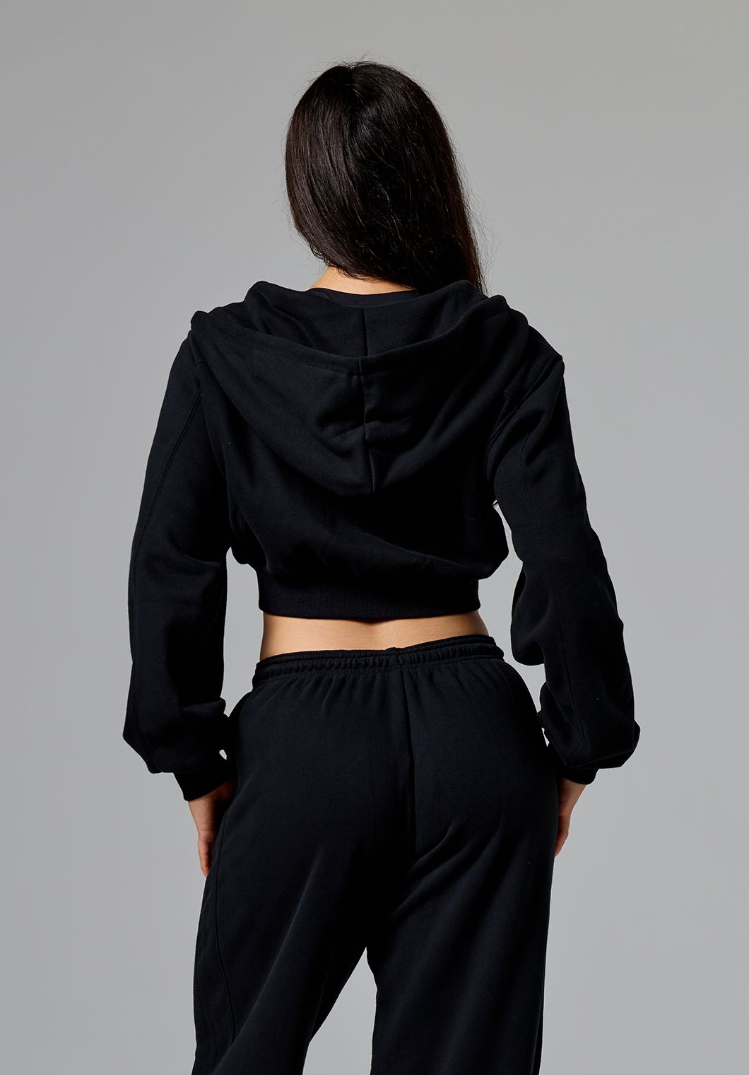 CloudEase™ Oversized Cropped Zip Hoodie Black Hoodies Paragon Fitwear 