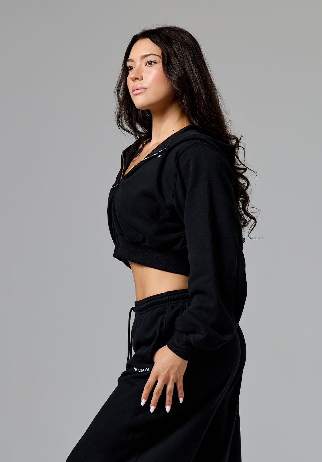 CloudEase™ Oversized Cropped Zip Hoodie Black Hoodies Paragon Fitwear 