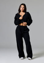 CloudEase™ Oversized Cropped Zip Hoodie Black Hoodies Paragon Fitwear 