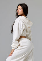 CloudEase™ Oversized Cropped Zip Hoodie Vanilla Hoodies Paragon Fitwear 