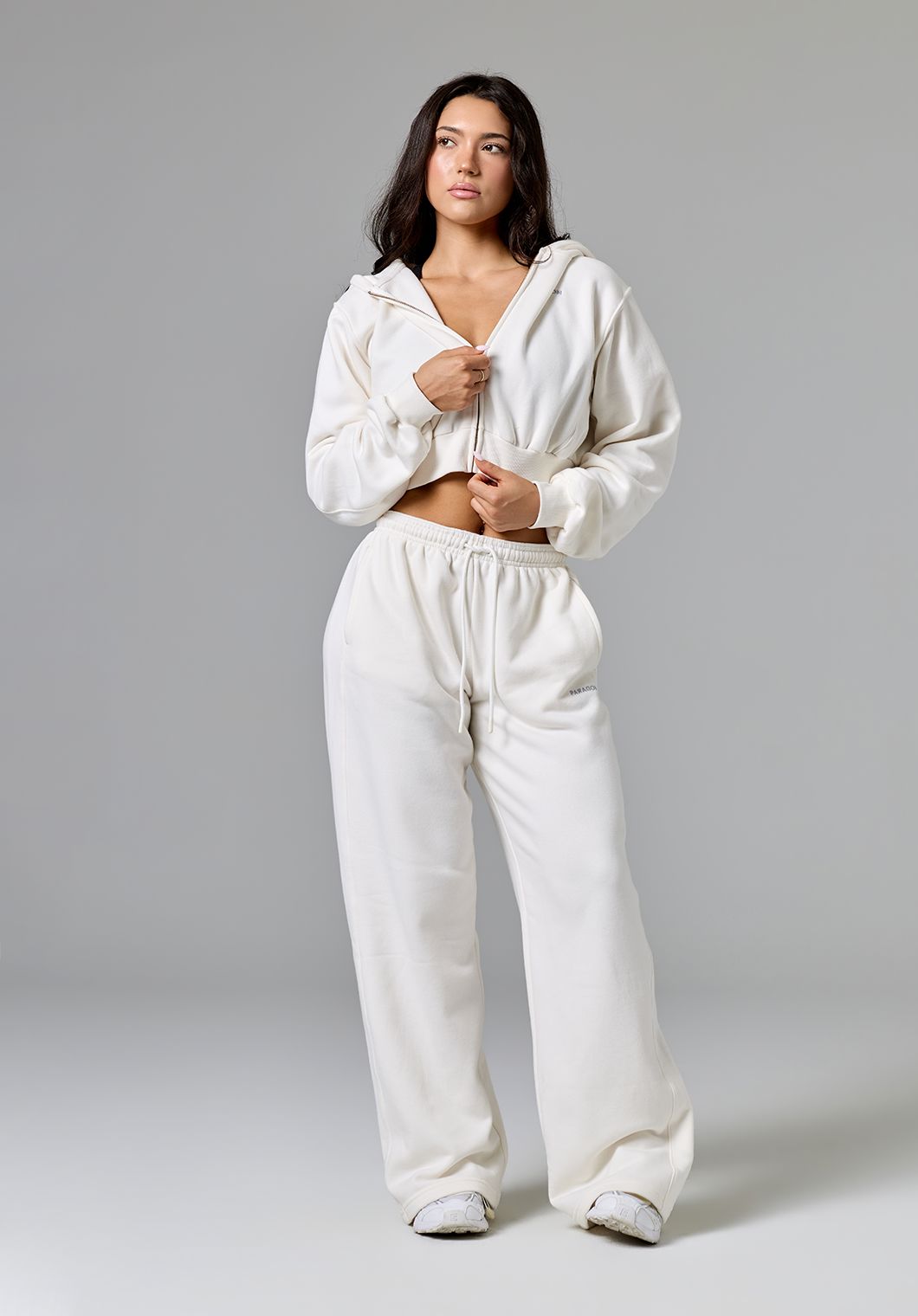 CloudEase™ Oversized Cropped Zip Hoodie Vanilla Hoodies Paragon Fitwear 