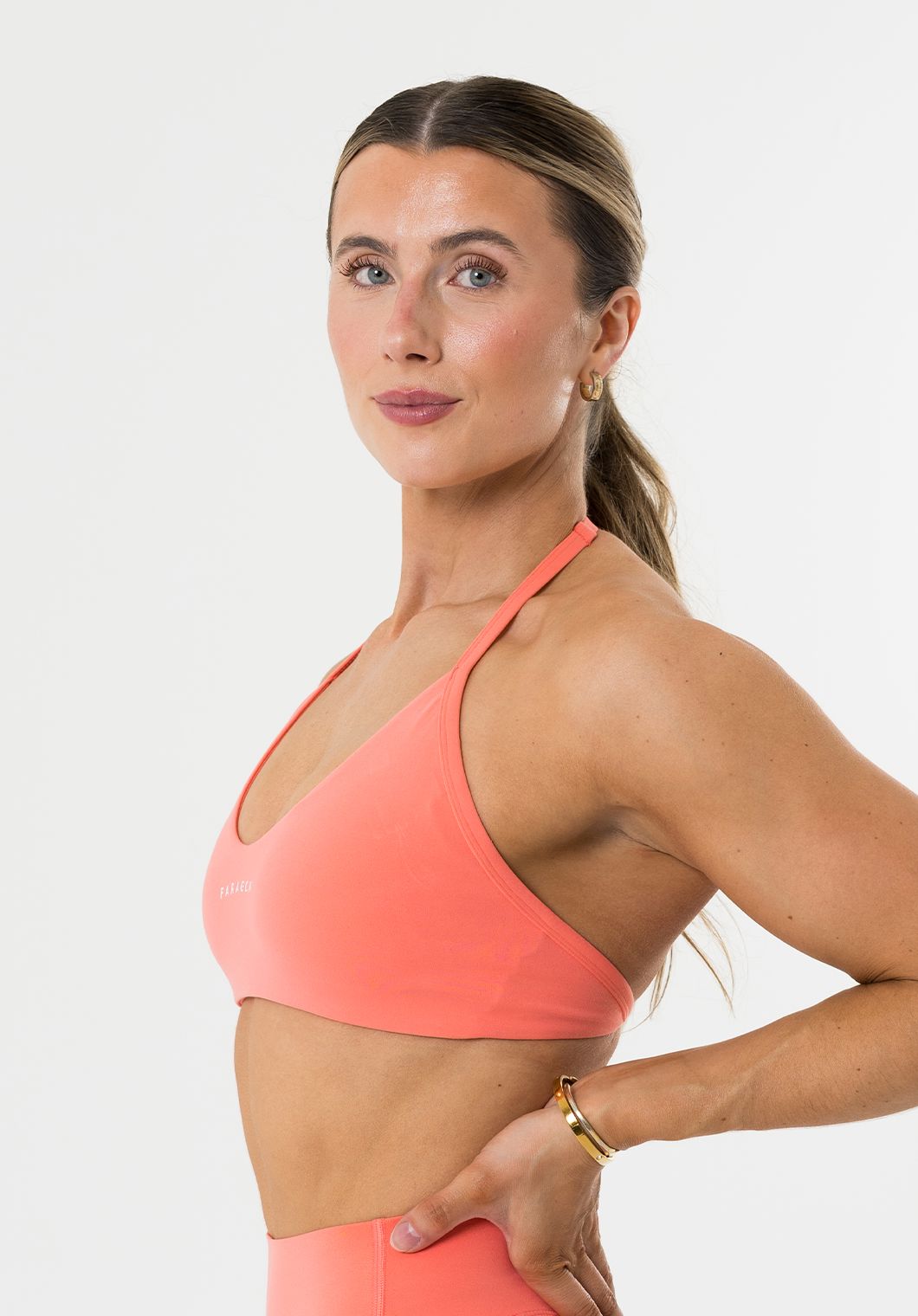 FormLux™ Enhance Halter Sports Bra Juicy Peach Sports Bras Paragon Fitwear 