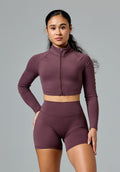 FormLux™ Fitted Crop Jacket Cherry Cola Sports Bras Paragon Fitwear 