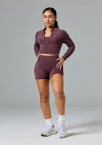 FormLux™ Fitted Crop Jacket Cherry Cola Sports Bras Paragon Fitwear 