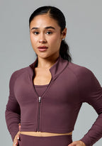 FormLux™ Fitted Crop Jacket Cherry Cola Sports Bras Paragon Fitwear 