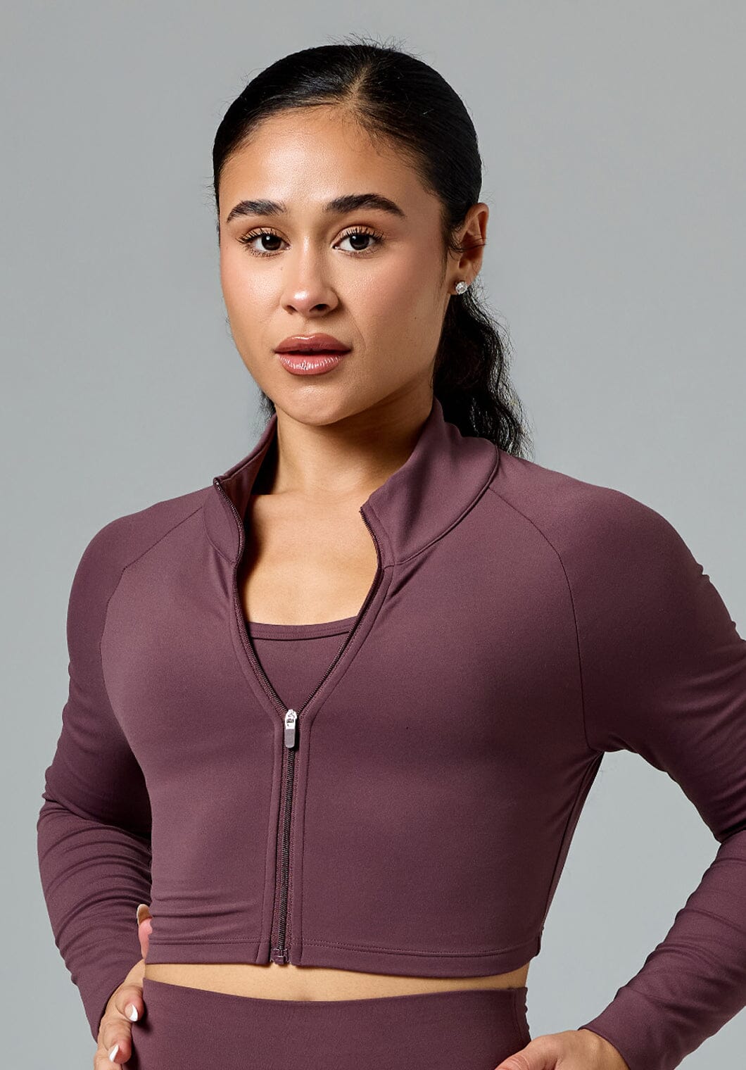FormLux™ Fitted Crop Jacket Cherry Cola Sports Bras Paragon Fitwear 