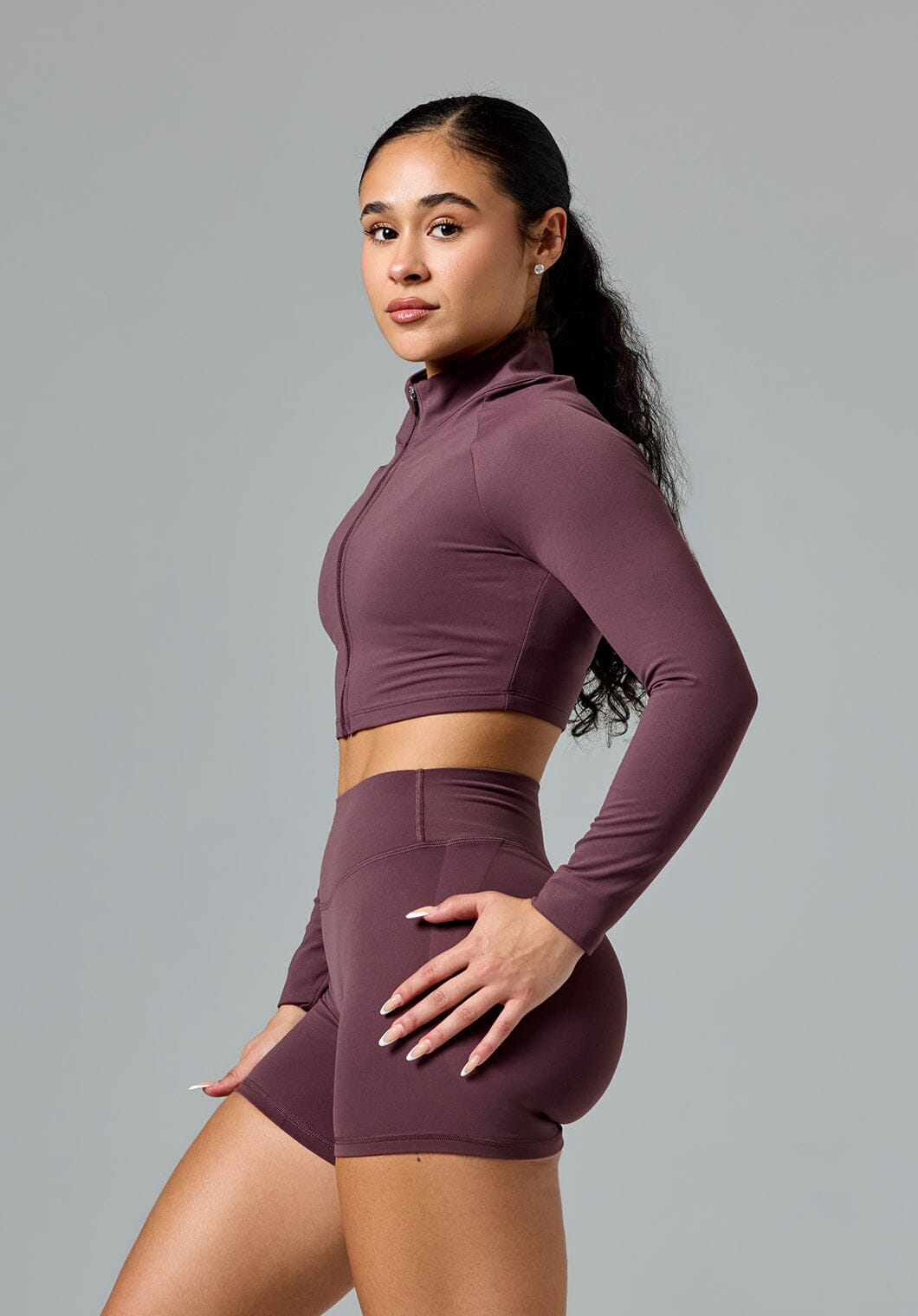 FormLux™ Fitted Crop Jacket Cherry Cola Sports Bras Paragon Fitwear 