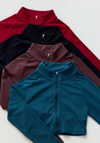 FormLux™ Fitted Crop Jacket Cherry Cola Sports Bras Paragon Fitwear 