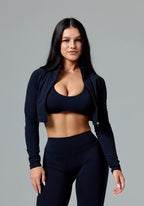 FormLux™ Fitted Crop Jacket Onyx Sports Bras Paragon Fitwear 