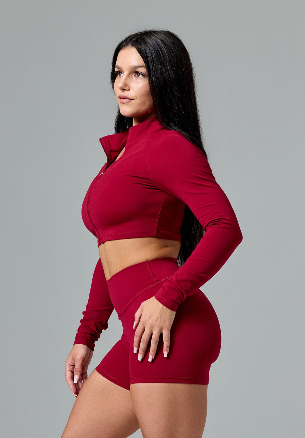 FormLux™ Fitted Crop Jacket Red Amaranth Sports Bras Paragon Fitwear 
