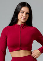 FormLux™ Fitted Crop Jacket Red Amaranth Sports Bras Paragon Fitwear 
