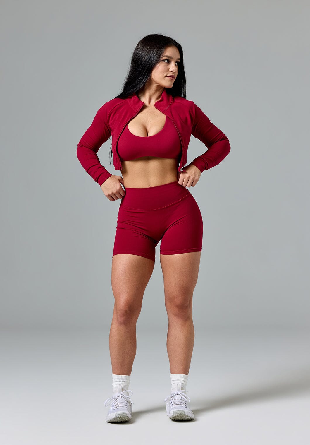 FormLux™ Fitted Crop Jacket Red Amaranth Sports Bras Paragon Fitwear 
