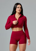 FormLux™ Fitted Crop Jacket Red Amaranth Sports Bras Paragon Fitwear 