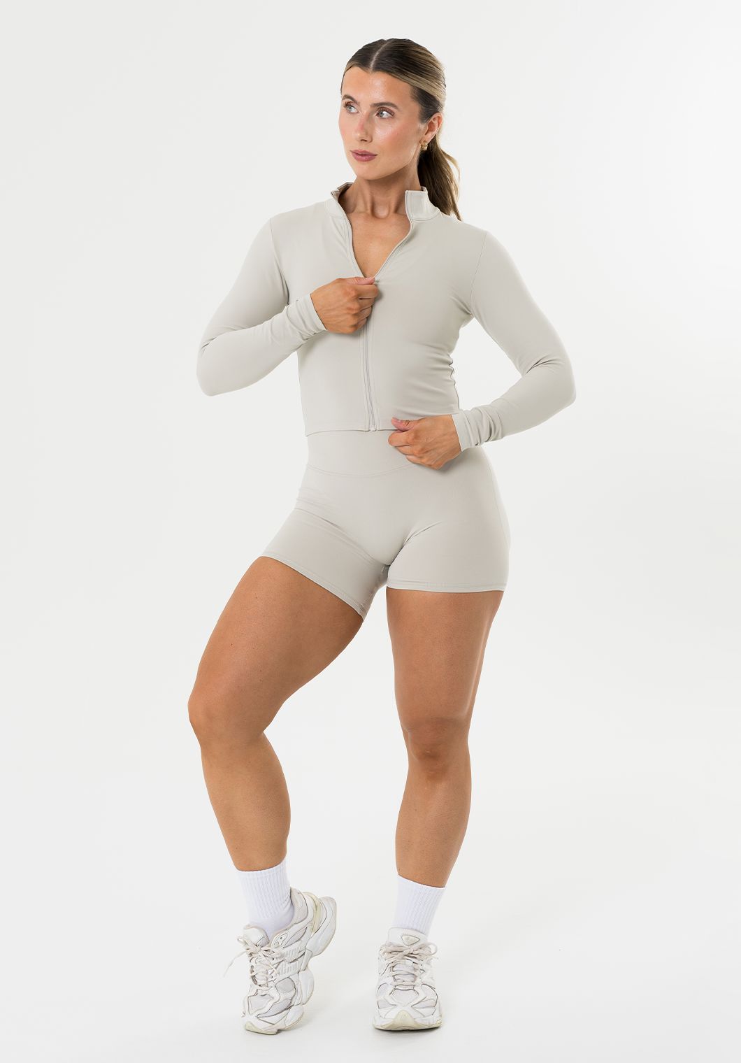 FormLux™ Mid Length Jacket Pearl Grey Sports Bras Paragon Fitwear 