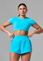 FormLux™ SmoothHold™ Open Back Crop Top Azure Tops/Tanks Paragon Fitwear 