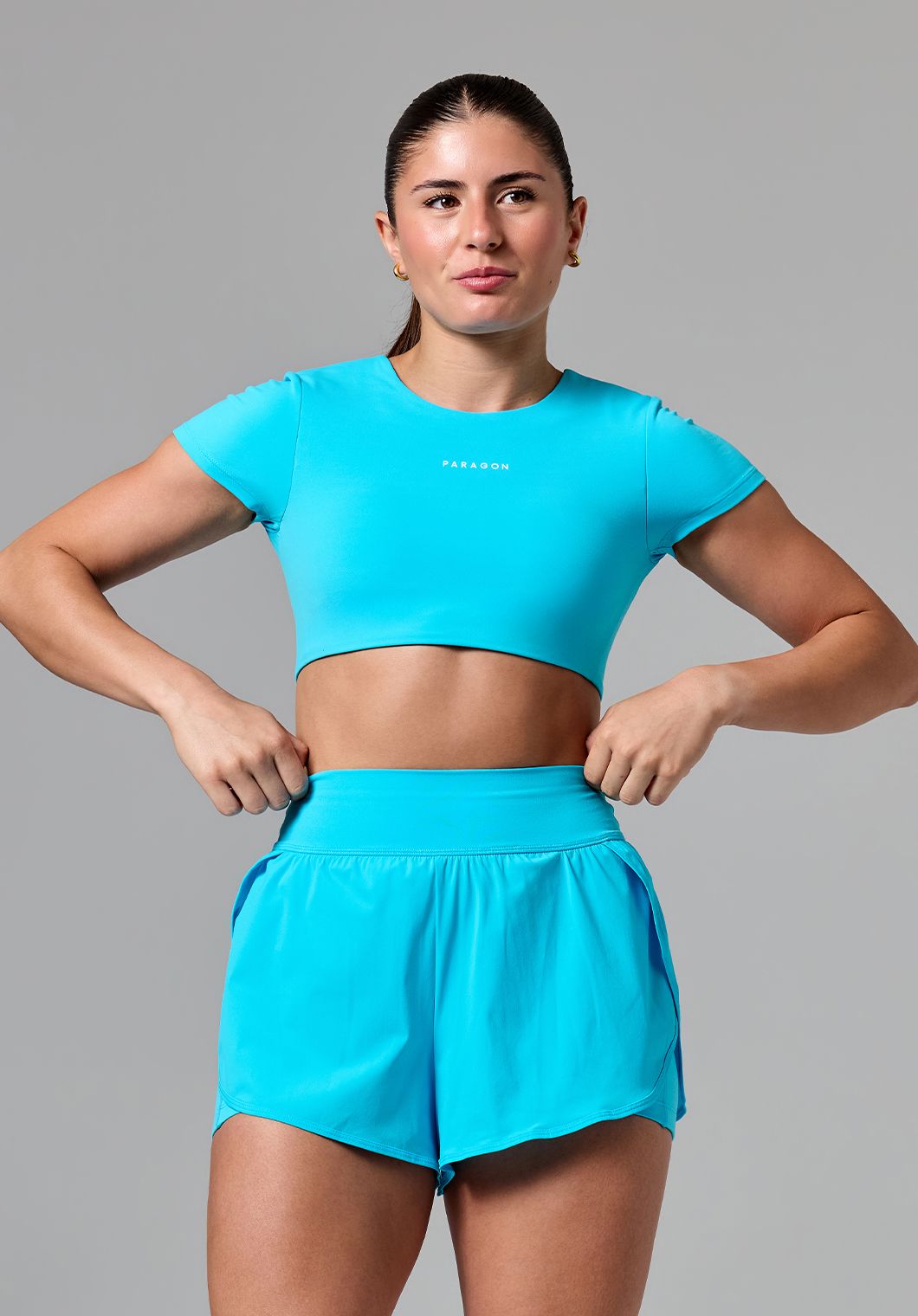 FormLux™ SmoothHold™ Open Back Crop Top Azure Tops/Tanks Paragon Fitwear 