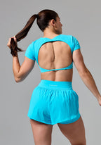 FormLux™ SmoothHold™ Open Back Crop Top Azure Tops/Tanks Paragon Fitwear 