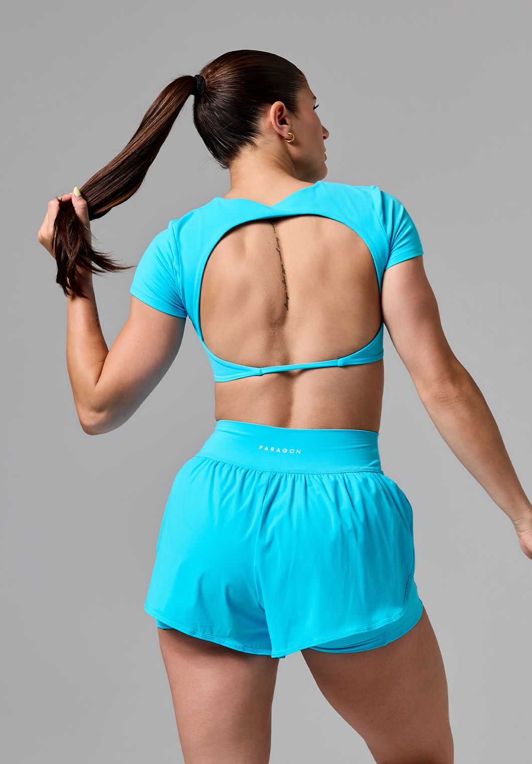 FormLux™ SmoothHold™ Open Back Crop Top Azure Tops/Tanks Paragon Fitwear 