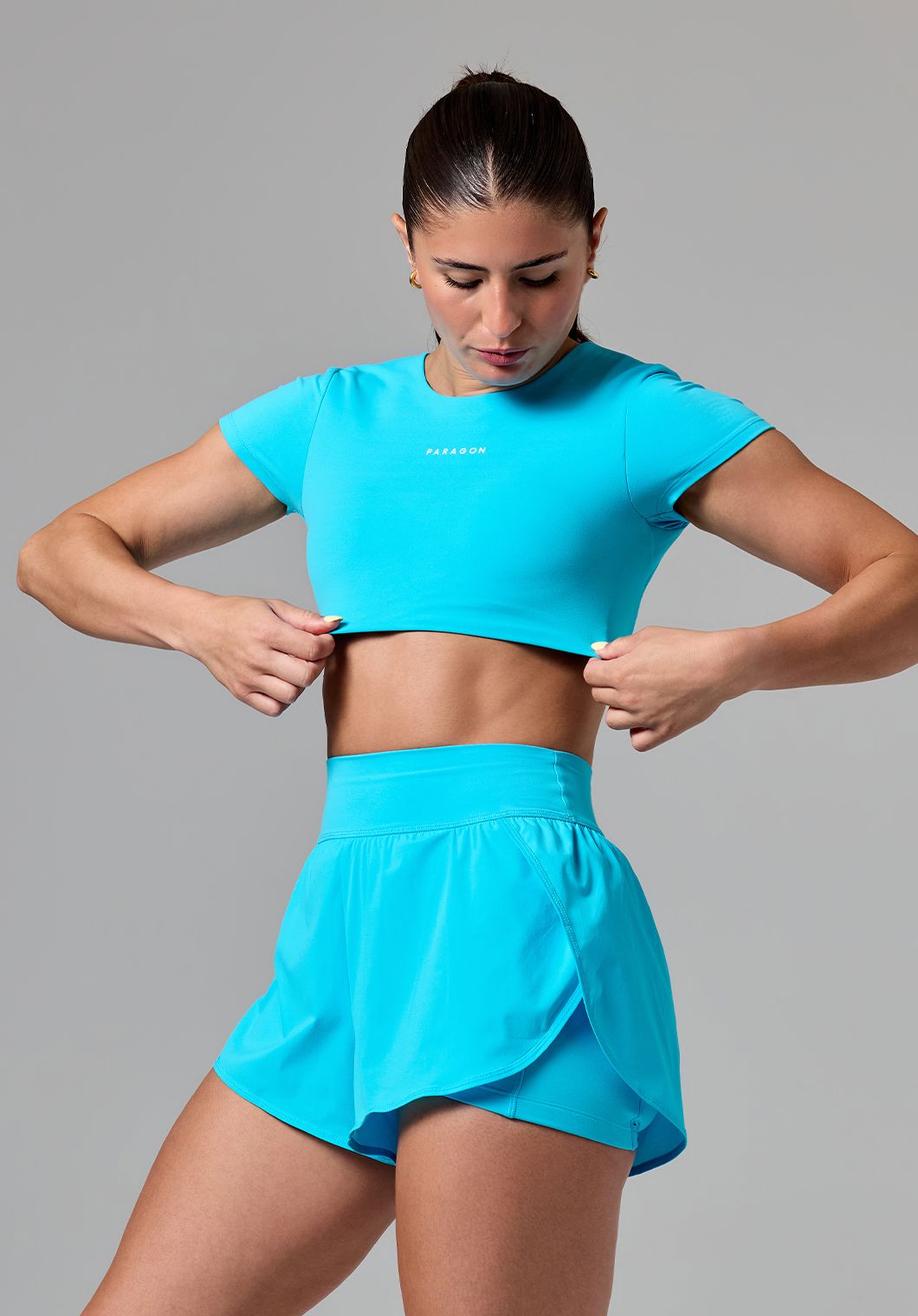 FormLux™ SmoothHold™ Open Back Crop Top Azure Tops/Tanks Paragon Fitwear 