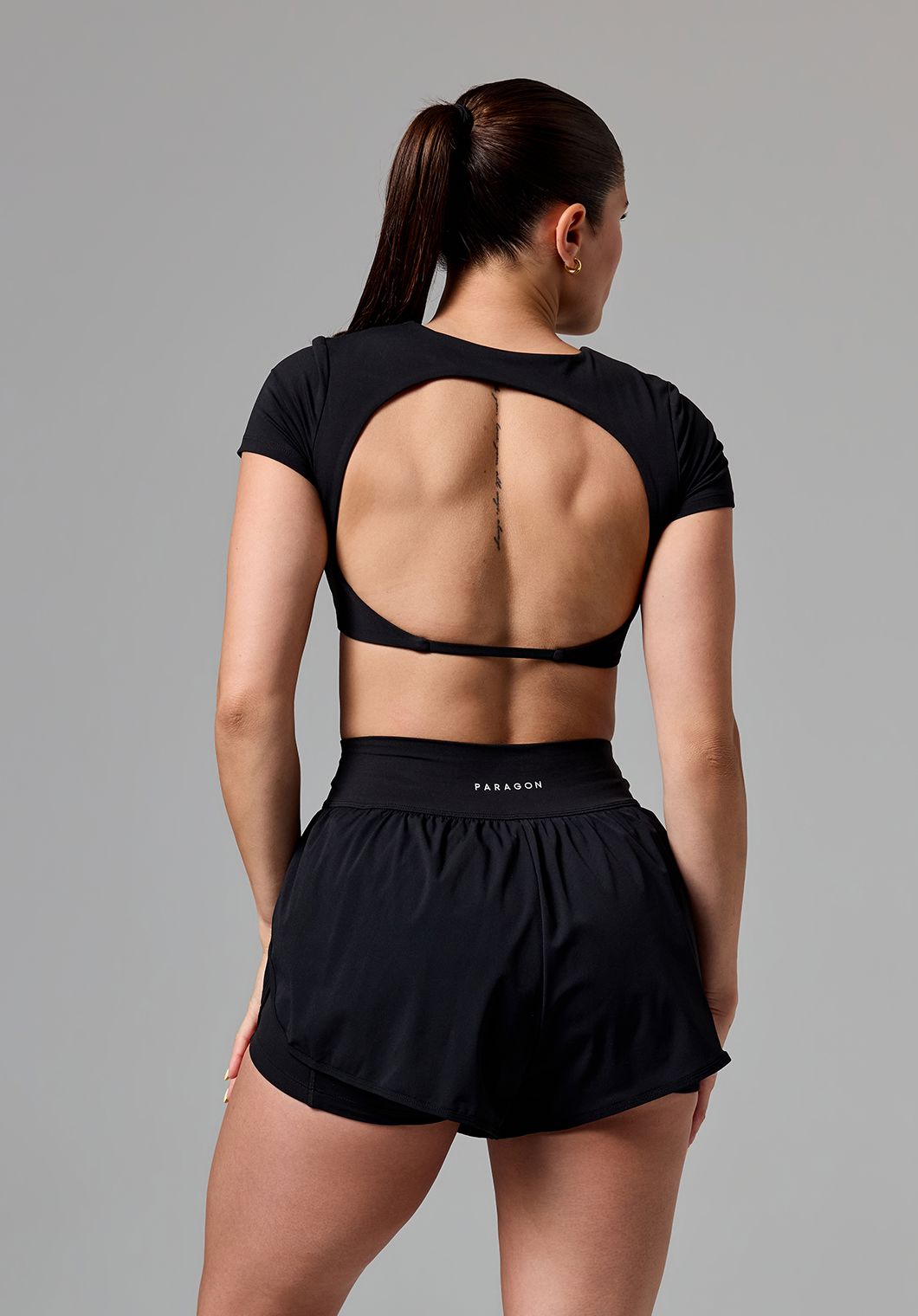 FormLux™ SmoothHold™ Open Back Crop Top Black Tops/Tanks Paragon Fitwear 