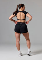 FormLux™ SmoothHold™ Open Back Crop Top Black Tops/Tanks Paragon Fitwear 