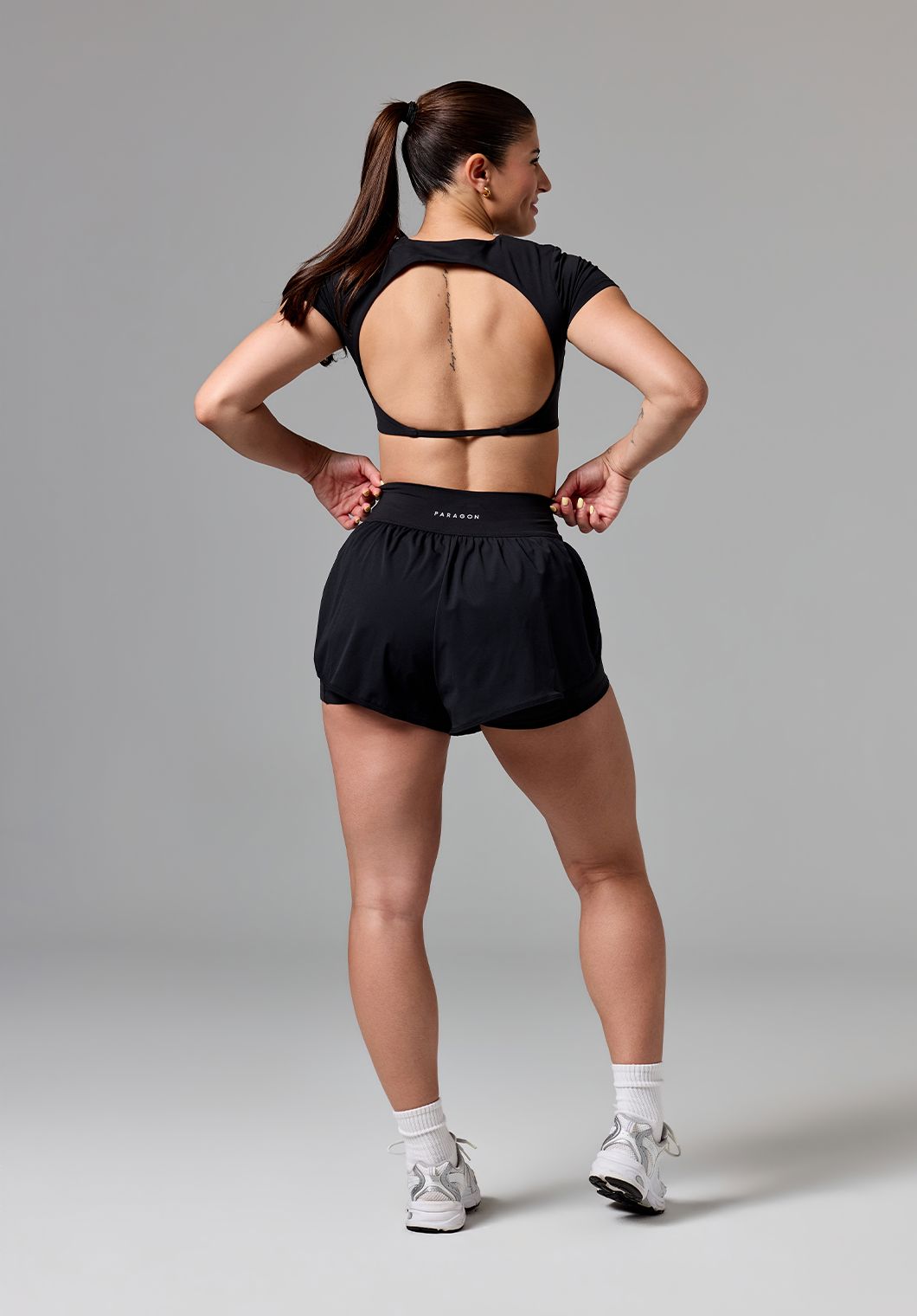 FormLux™ SmoothHold™ Open Back Crop Top Black Tops/Tanks Paragon Fitwear 