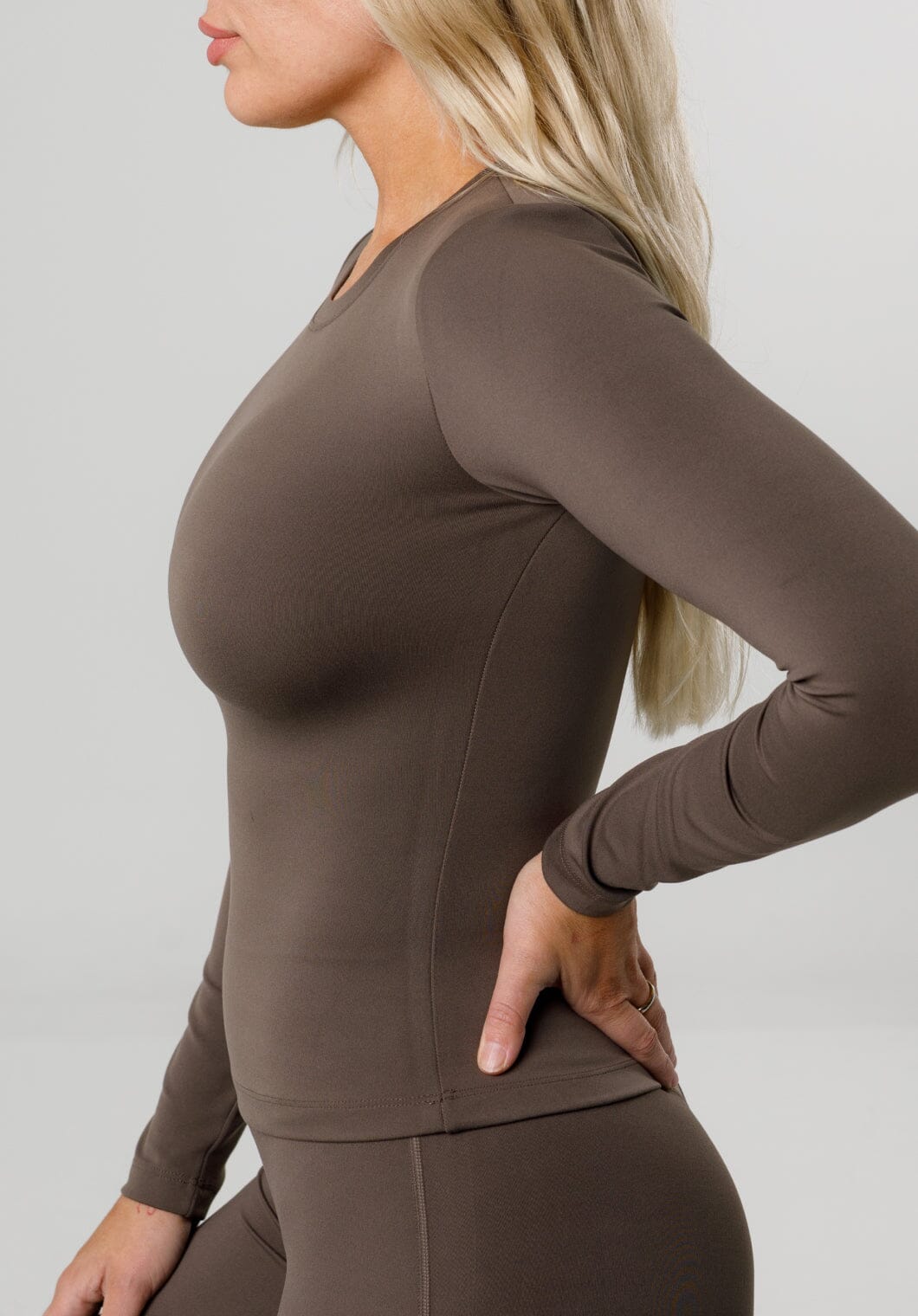 Reluna™ Full Length Long Sleeve Top Truffle Tops/Tanks Paragon Fitwear 