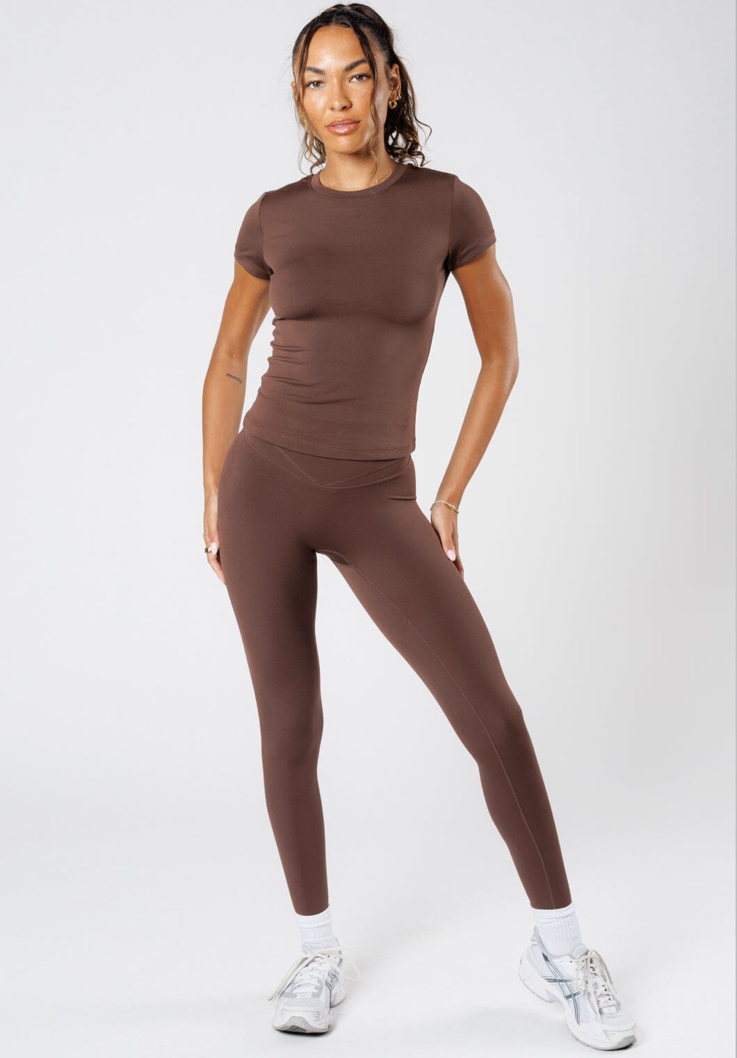 Reluna™ Full Length Short Sleeve Top Walnut Tops/Tanks Paragon Fitwear 