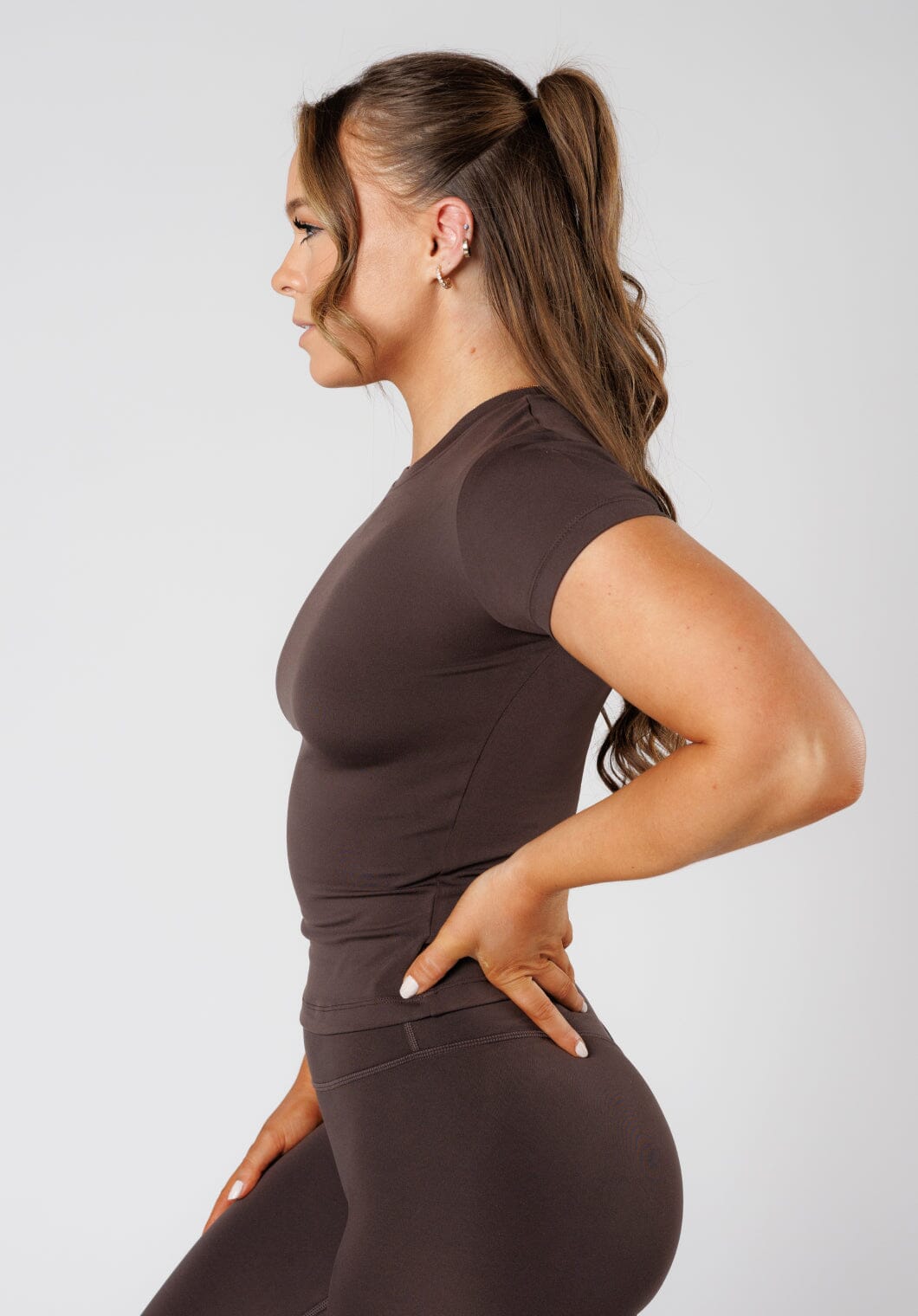 Reluna™ Full Length Short Sleeve Top Espresso Tops/Tanks Paragon Fitwear 