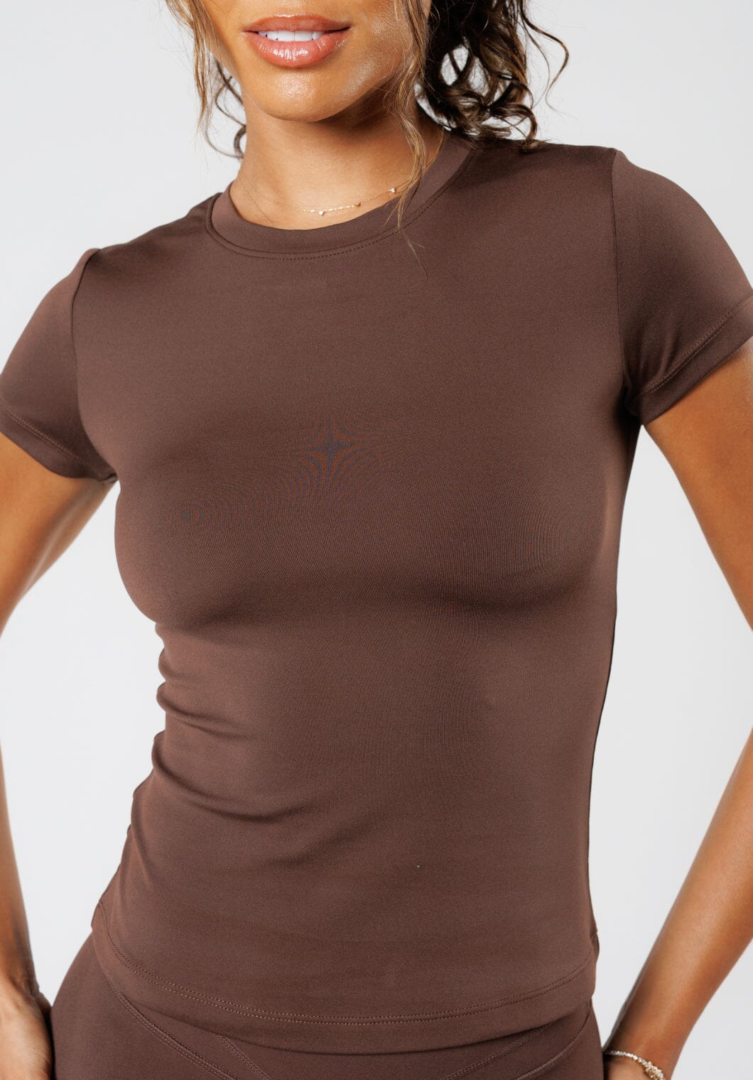 Reluna™ Full Length Short Sleeve Top Walnut Tops/Tanks Paragon Fitwear 
