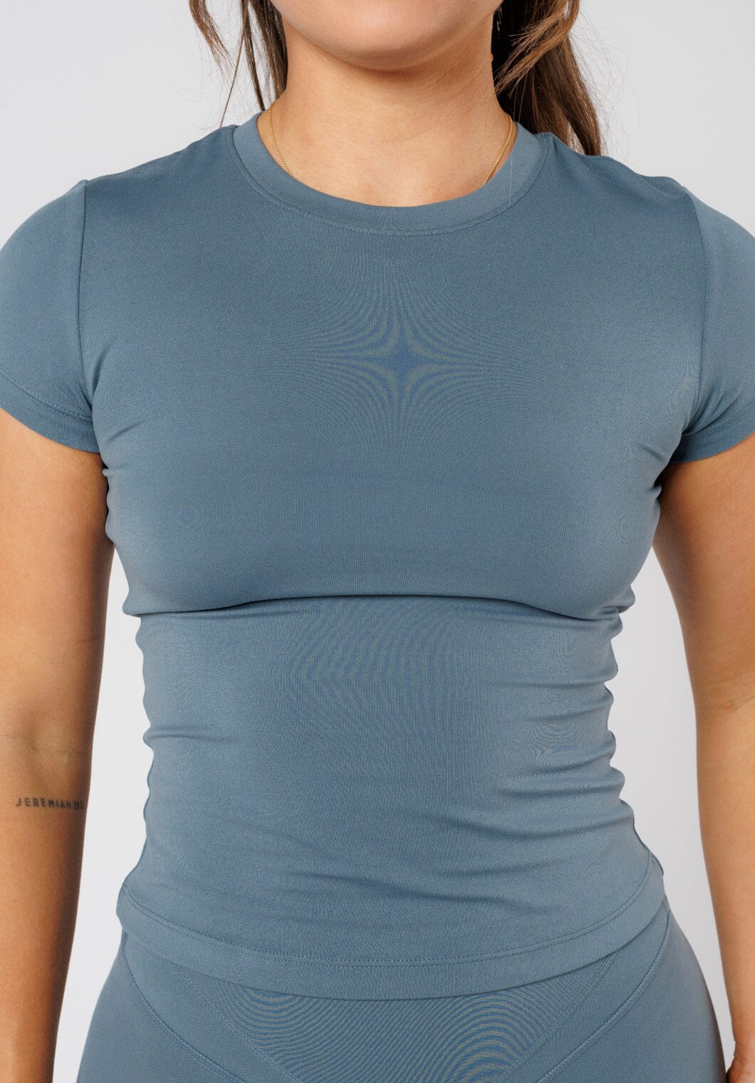 Reluna™ Full Length Short Sleeve Top Slate Tops/Tanks Paragon Fitwear 