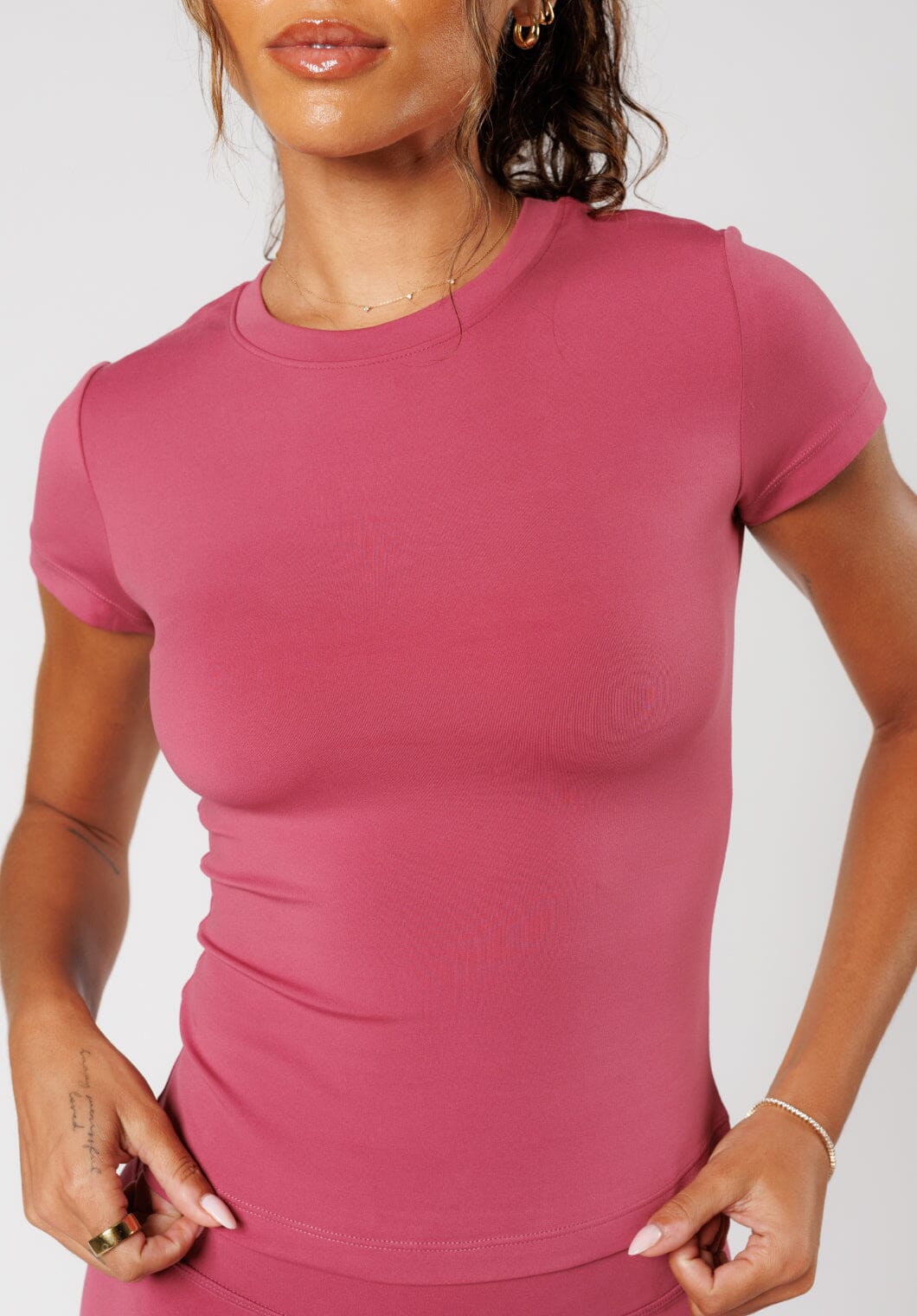 Reluna™ Full Length Short Sleeve Top Raspberry Tops/Tanks Paragon Fitwear 