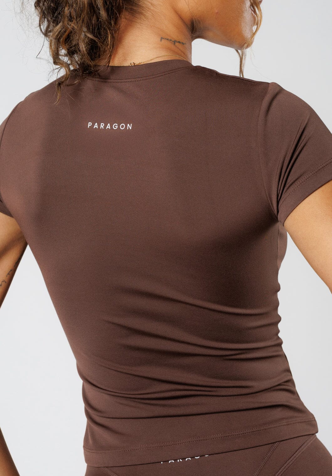 Reluna™ Full Length Short Sleeve Top Walnut Tops/Tanks Paragon Fitwear 