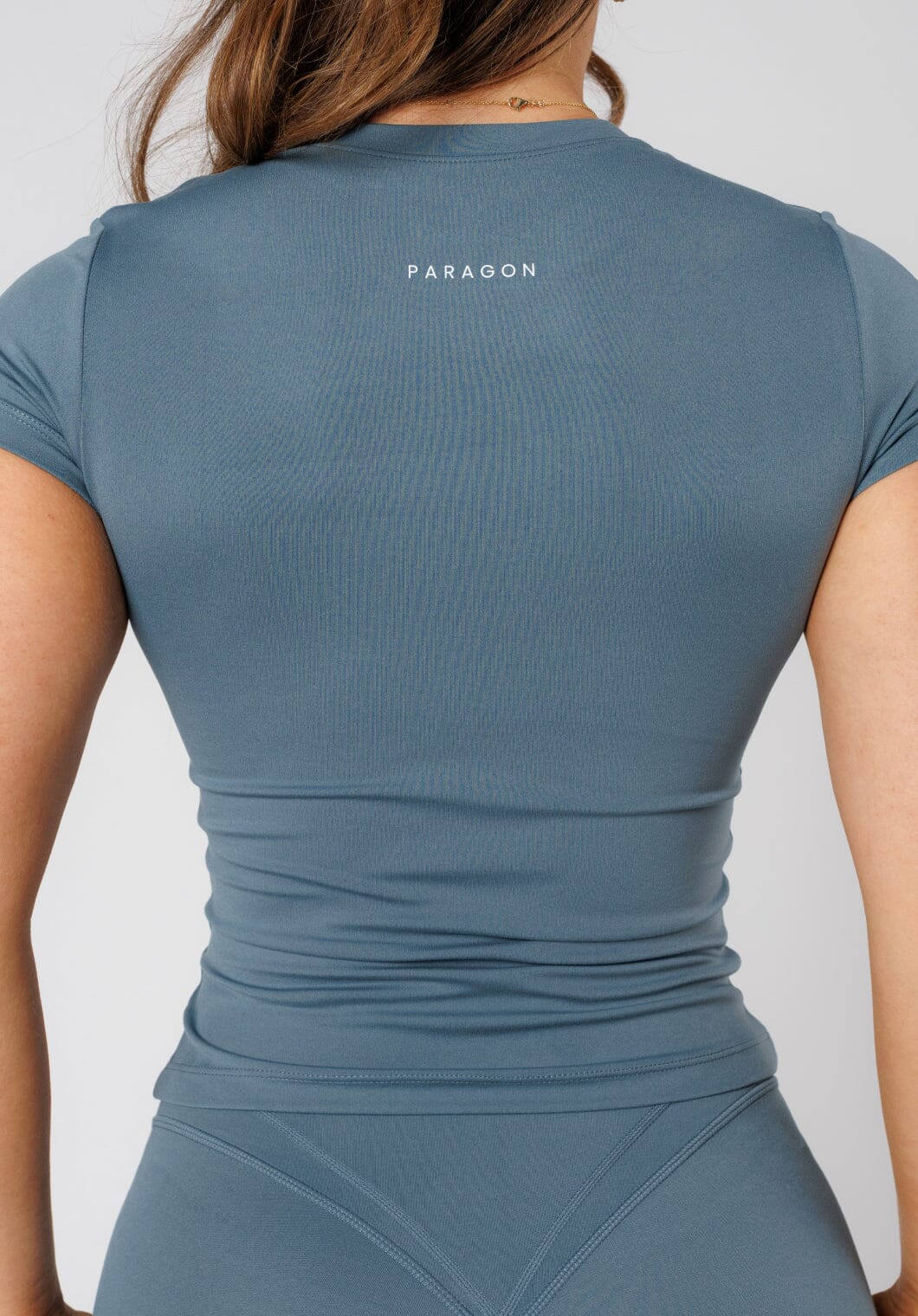 Reluna™ Full Length Short Sleeve Top Slate Tops/Tanks Paragon Fitwear 