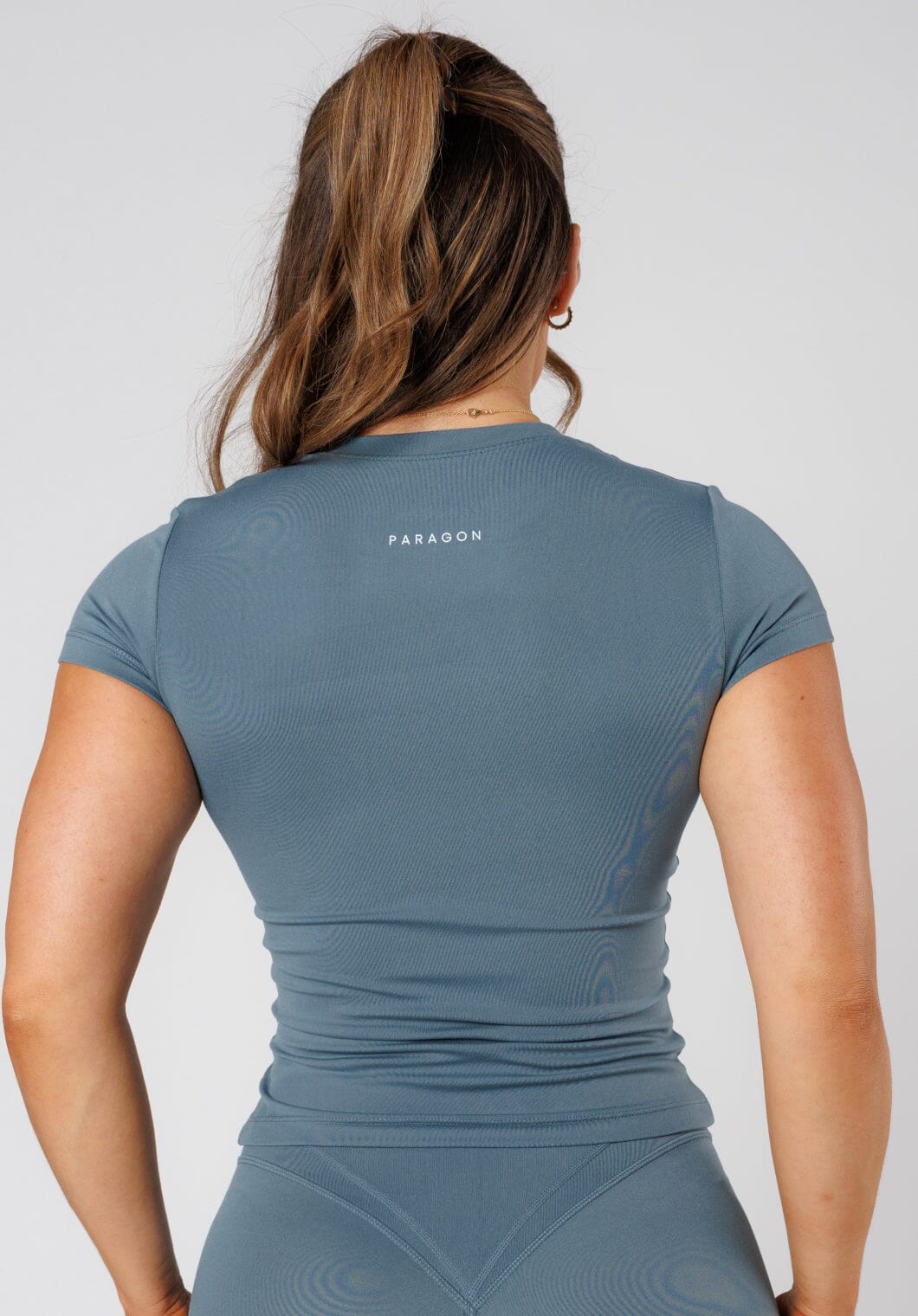 Reluna™ Full Length Short Sleeve Top Slate Tops/Tanks Paragon Fitwear 