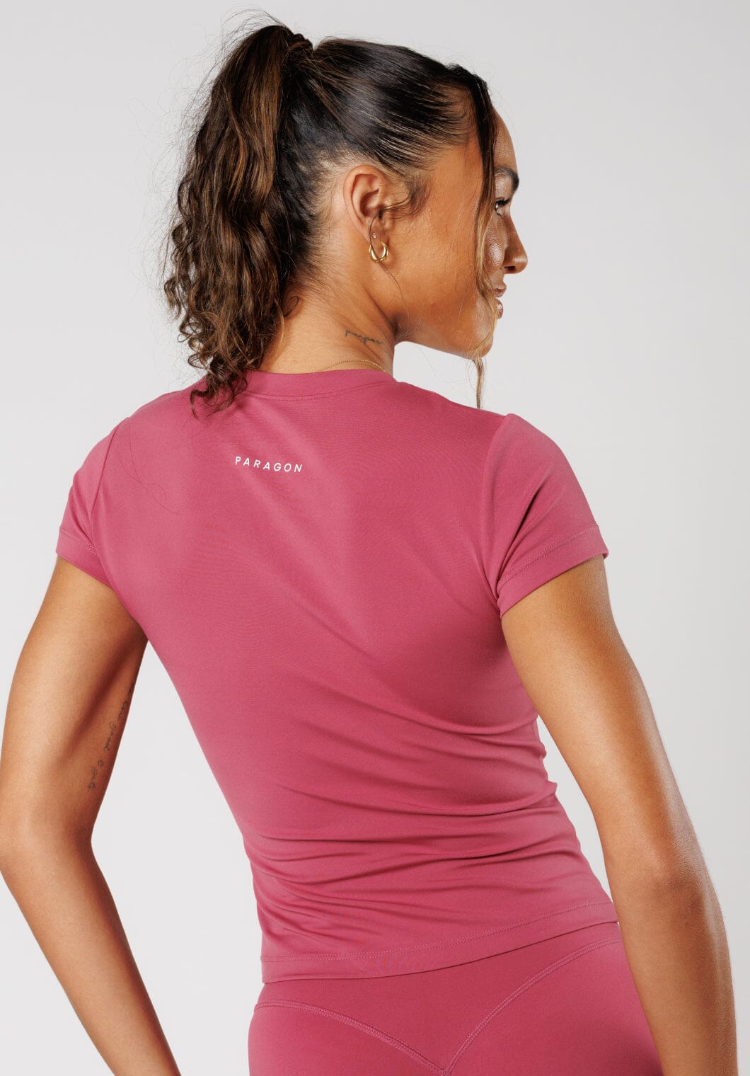 Reluna™ Full Length Short Sleeve Top Raspberry Tops/Tanks Paragon Fitwear 