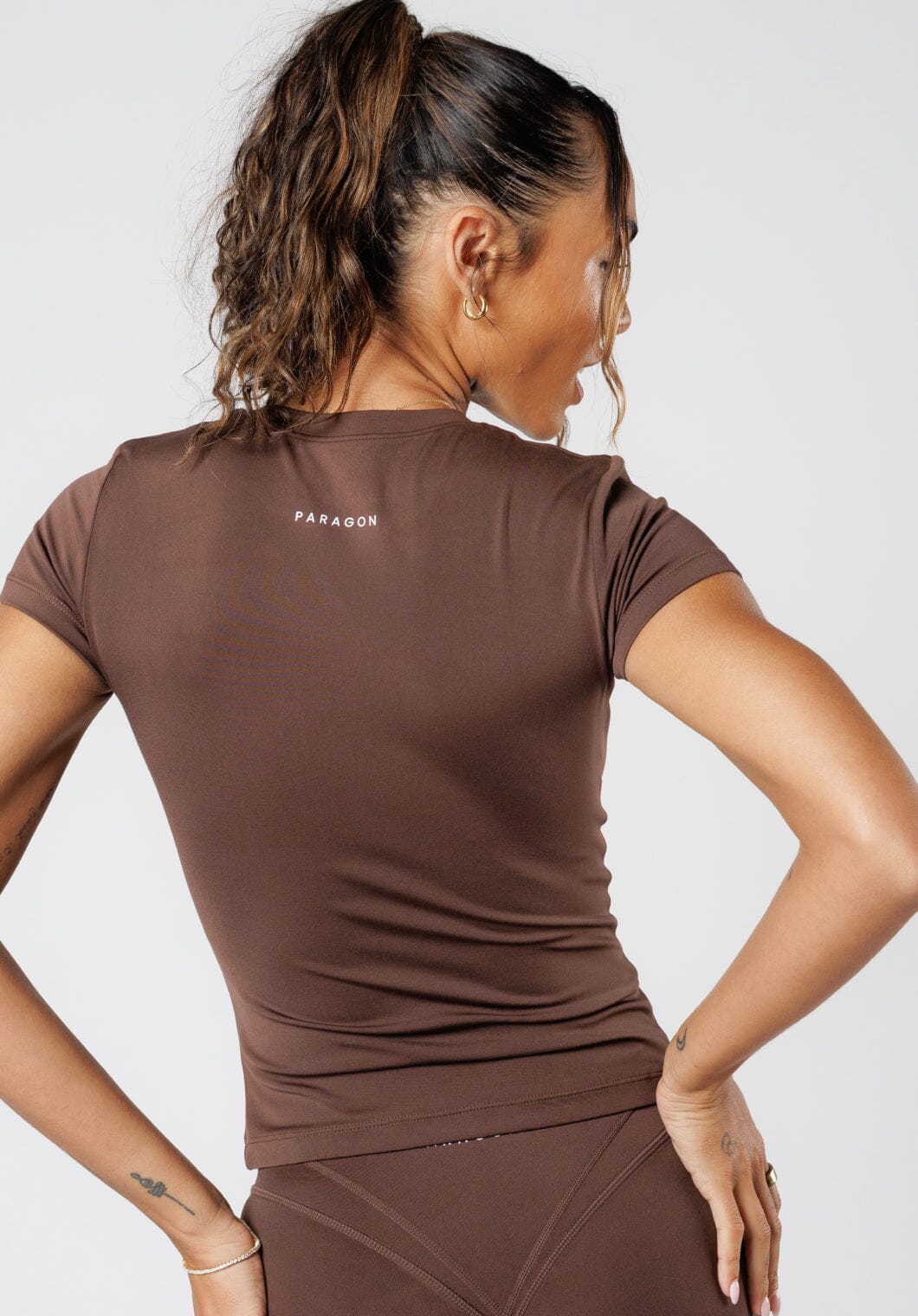 Reluna™ Full Length Short Sleeve Top Walnut Tops/Tanks Paragon Fitwear 
