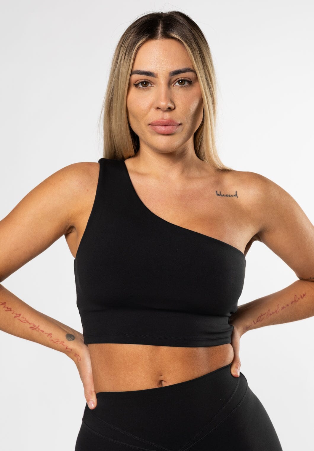 Reluna™ Single Shoulder Brami Black Sports Bras Paragon Fitwear 