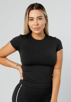 Reluna™ Full Length Short Sleeve Top Black Tops/Tanks Paragon Fitwear 