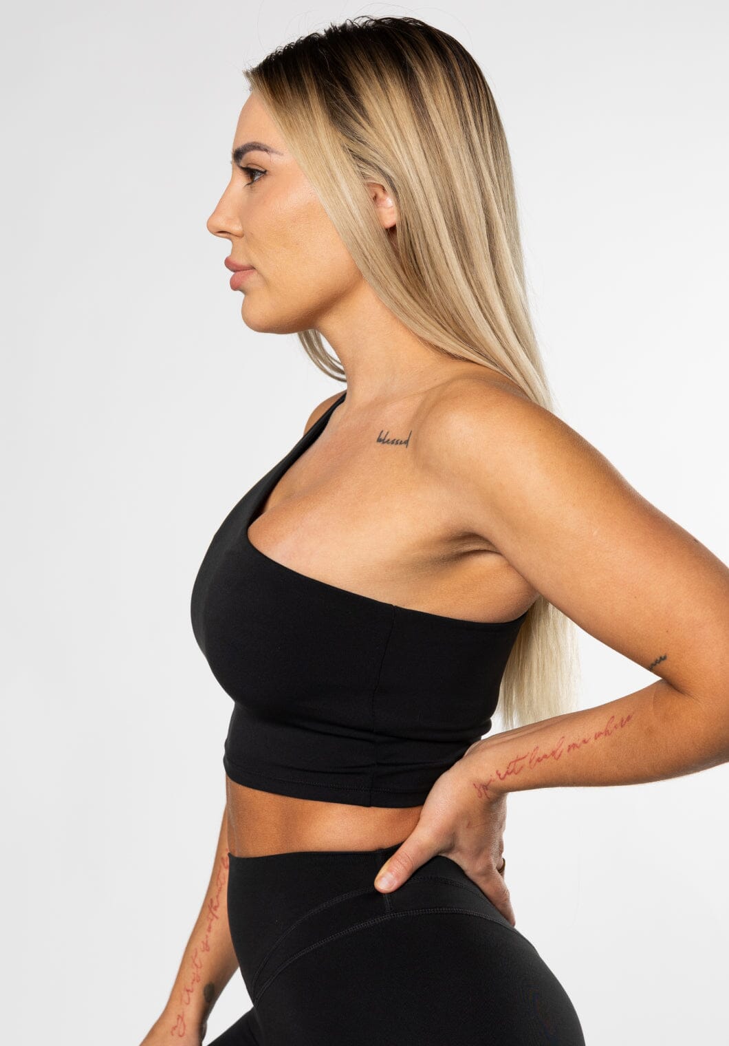 Reluna™ Single Shoulder Brami Black Sports Bras Paragon Fitwear 