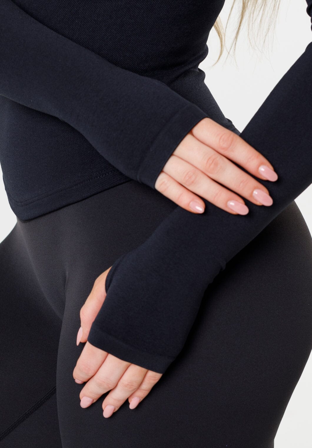 CurveFlex™ Form Quarter Zip Black Sports Bras Paragon Fitwear 