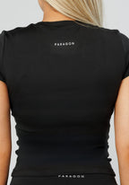 Reluna™ Full Length Short Sleeve Top Black Tops/Tanks Paragon Fitwear 