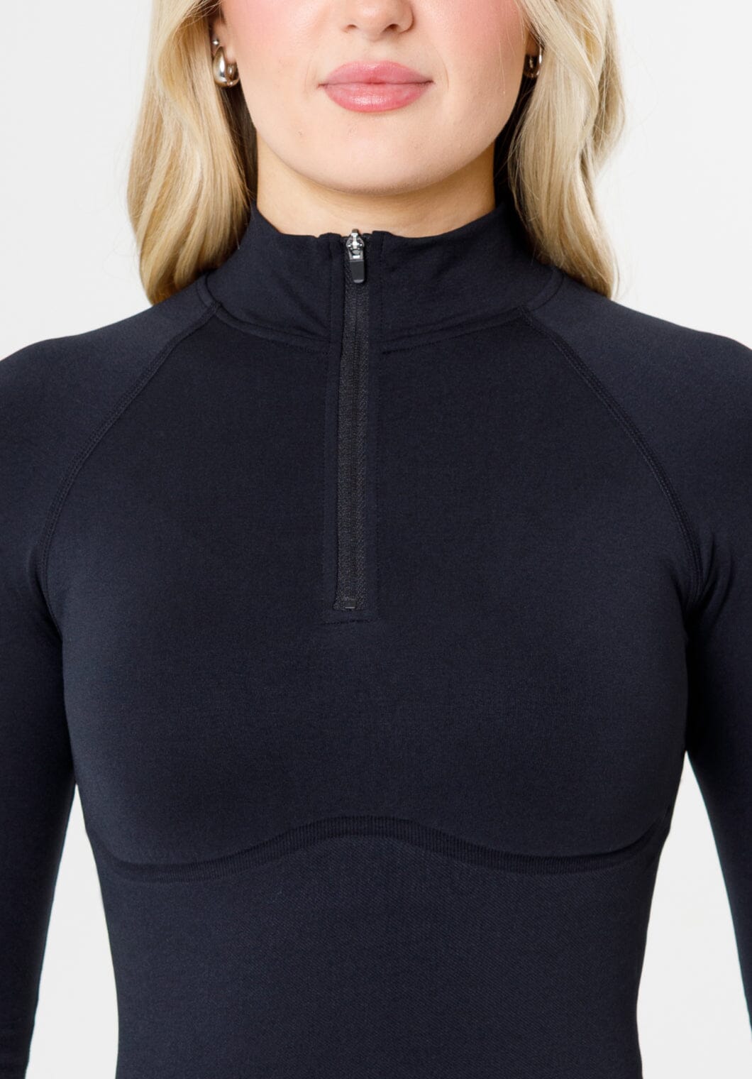 CurveFlex™ Form Quarter Zip Black Sports Bras Paragon Fitwear 