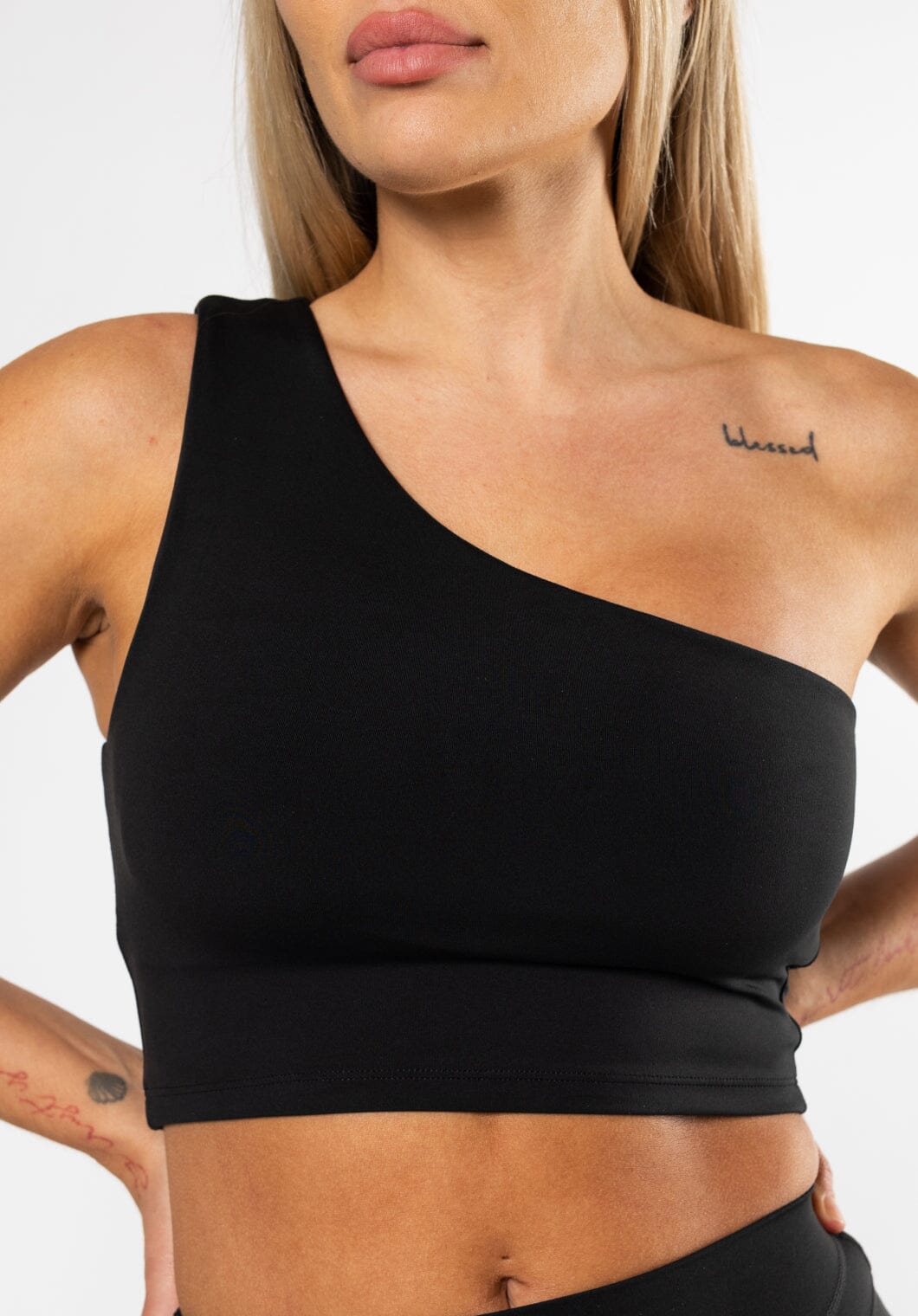 Reluna™ Single Shoulder Brami Black Sports Bras Paragon Fitwear 